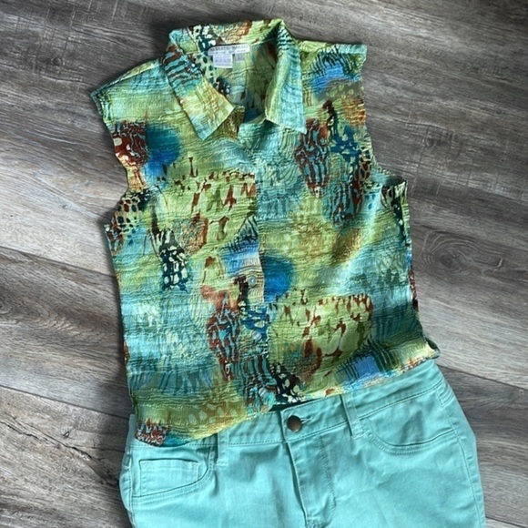 CAbi jeans size 8 aqua colored spring inspired - Picture 8 of 9